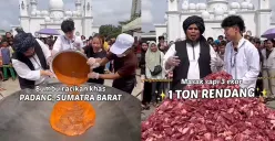 Momen Willie Salim dan Ustadz Derry memasak rendang sebanyak 1 ton daging di Depok. (Sumber: Tangkap Layar TikTok/@williesalim)
