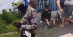 Polisi di Tulungagung diduga menabrak pengendara motor saat melakukan pengejaran. (Sumber: Tangkap Layar X/@ilhampdi)
