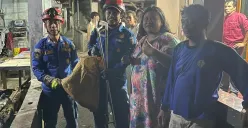 Petugas Damkar Kota Depok amankan ular sanca kembang sepanjang 4 meter berkeliaran dini hari di pemukiman padat penduduk, di Limo Kota Depok, Rabu Dini Hari, 21 Mei 21 Mei 2025. (Sumber: Damkar Depok)