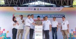 Peluncuran program “Gencarkan Goes To Pulau Pramuka” di Kepulauan Seribu Utara, sebagai bagian dari upaya mendorong literasi keuangan dan penerapan transaksi non tunai di wilayah kepulauan. (Sumber: Dokumentasi Istimewa)