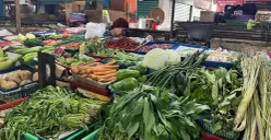 Pedagang sayur di Pasar Slipi, Garuda, Palmerah, Jakarta Barat, Kamis, 6 November 2025. (Sumber: Poskota/Pandi Ramedhan)