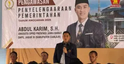 Anggota Komisi IV DPRD Jabar, Abdul Karim saat kegiatan Pengawasan Penyelenggaraan Pemerintah di Aula Desa Bojonglarang, Kecamatan Cijati, Kabupaten Cianjur. (Sumber: Dok. Istimewa)