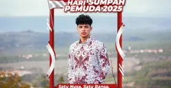 Hasil edit prompt Gemini AI foto cowok keren dengan twibbon peringatan Hari Sumpah Pemuda 2025. (Sumber: Freepik)