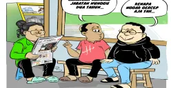 Ilustrasi obrolan warteg menyoroti putusan MK soal larangan rangkap jabatan wakil menteri, yang baru berlaku penuh dua tahun mendatang. (Sumber: Poskota/Arif Setiadi)