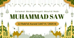Link twibbon dan kumpulan ucapan Maulid Nabi Muhammad SAW yang jatuh pada Jumat, 5 September 2025, bertepatan dengan 12 Rabiul Awal 1447 Hijriah. (Sumber: Canva)