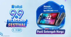 Blibli 9.9 Flagship Festival hadir 9–11 September dengan Mega Flash Sale “Pasti Setengah Harga”, salah satunya Nintendo Switch 2 Console hanya Rp4.999.500 dari Rp9.999.000. (Sumber: Blibli)
