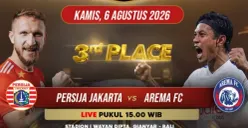 Link live streaming Persija vs Arema FC dalam laga perebutan juara 3 Piala Presiden 2026. (Sumber: Instagram/@sports.indosiar)