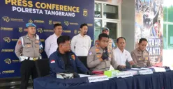 Konferensi pers kasus penganiayaan dan dugaan pelecehan seksual terhadap karyawan pria di Panongan, Tangerang. (Sumber: Pos Kota/Veronica)