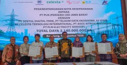Direktur Utama NeutraDC Group Rakhmad Tunggal Afifuddin melakukan penandatanganan MoU bersama PLN terkait penyediaan tenaga listrik untuk infrastruktur data center di wilayah Cikarang, Jawa Barat, Selasa, 11 Agustus 2026. (Sumber: Telkom Indonesia)