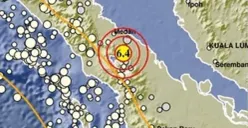 Gempa berkekuatan M 6,4 melanda Simalungun, Sumatera Utara hari ini, Kamis, 15 Agustus 2026 sore hari. (Sumber: BMKG)