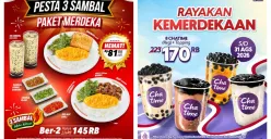 Daftar promo makanan dan minuman 17 Agustus 2026 hadir dari berbagai sejumlah restoran favorit. (Sumber: Instagram/@yoshinoyaid, @chatimeindo)