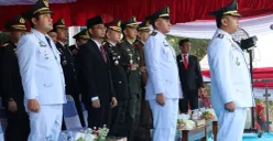 Wali Kota Depok, Supian Suri memimpin upacara HUT ke-81 RI di Lapangan Depok Open Space, Balai Kota Depok, Senin, 17 Agustus 2026. (Sumber: Dok. Istimewa)