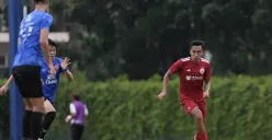 Rayhan Hannan menjadi pencetak dua gol saat Persija Jakarta mengalahkan Police Tero FC 2-1 dalam laga uji coba di Alpine Football Camp Training, Bangkok, Thailand, Rabu (19/8/2026). (Sumber: Ileague)