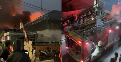 Petugas pemadam kebakaran melakukan penanganan kebakaran rumah di kawasan Komplek DKI Joglo, Jakarta Barat, Kamis (20/8/2026) malam. (Sumber: Threads/@xoxotip)