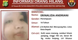 Informasi orang hilang perempuan usia 14 tahun di Depok. (Sumber: Polsek Cinere)