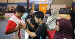 Meet and Greet menghadirkan tiga nama besar bulu tangkis nasional dalam rangkaian acara BNI wondrX 2026 di ICE BSD, Kabupaten Tangerang, Sabtu, 22 Agustus 2026. (Sumber: Dok. BNI)
