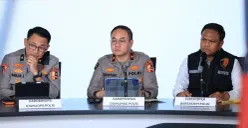 Bareskrim) Polri memberikan keterangan pers terkait penanganan dugaan praktik pembukaan lahan dengan cara dibakar menjadi salah satu pemicu karhutla di sejumlah wilayah Indonesia. (Sumber: Dok. Polri)