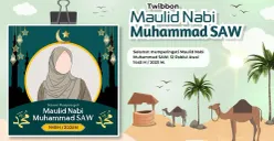 Ilustrasi twibbon Maulid Nabi Muhammad SAW 1448 H yang dapat digunakan untuk menyemarakkan peringatan 25 Agustus 2026. (Sumber: Youtube)