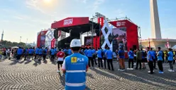 Petugas PLN UP3 Menteng bersiaga di sejumlah titik selama pelaksanaan Merdeka Run 2026. (Sumber: Dok. PLN UID Jakarta Raya)
