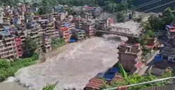 Banjir bandang dan tanah longsor menerjang wilayah perbatasan Nepal dan Tiongkok. (Sumber: X/@serabutannn)