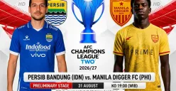 Pertandingan Persib vs Manila Digger dijadwalkan berlangsung di Stadion Si Jalak Harupat, Kabupaten Bandung, dengan kick-off pukul 19.00 WIB. (Sumber: X/@theaseanball)