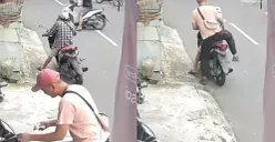 Seorang pria diduga menempelkan stiker QRIS yang terhubung dengan judi online di Petukangan Selatan, Pesanggrahan, Jakarta Selatan. (Sumber: Dok. Instagram Info Ciledug)