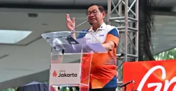 Gubernur Jakarta, Pramono Anung saat grand launching Kartu Debit Visa Bank Jakarta di Lippo Mal Kemang, Jakarta Selatan, Senin, 5 Januari 2026. (Sumber: Dok. Istimewa)