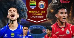 Link live streaming Persib vs Persija Jakarta sore ini di Super League 2026. (Sumber: Instagram/@vidiosports)