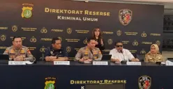 Penasihat Khusus Presiden Bidang Ketenagakerjaan dan Kesejahteraan Buruh, Said Iqbal saat konferensi pers di Polda Metro Jaya, Jakarta Selatan, Jumat, 3 Juli 2026. (Sumber: Poskota/Ali Mansur)