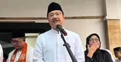 Mensos Saifullah Yusuf menyampaikan keterangan saat acara open house orang tua calon siswa SRMA 10 di Cilandak, Jakarta Selatan, Jumat, 3 Juli 2026. (Sumber: Poskota/M. Tegar Jihad)