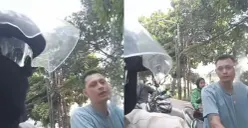 Seorang pemotor (tanpa helm) diduga melakukan penganiayaan kepada sesama pengendara di kawasan Jagakarsa, Jakarta Selatan. (Sumber: Dok. Istimewa)