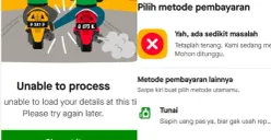 Tangkapan layar aplikasi Gojek error dan tidak bisa diakses yang ramai dikeluhkan pengguna. (Sumber: Threads)