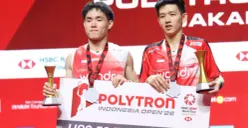 Pasangan ganda putra muda Indonesia Raymond Indra/Nikolaus Joaquin raih posisi runner-up Indonesia Open 2026. (Sumber: Istimewa)