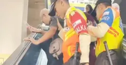 Sejumlah calon penumpang kereta dilaporkan terjatuh saat menggunakan eskalator menuju peron jalur 6 dan 7 di Stasiun Bekasi, Kota Bekasi, Selasa, 23 Juni 2026. (Sumber: Instagram/@infobekasi)