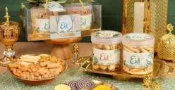 Ilustrasi berbagai hampers Lebaran yang dikemas estetik, mulai dari kue kering, sajadah travel, hingga lilin aromaterapi untuk dibagikan kepada teman kantor saat Idulfitri. (Sumber: Pinterest)
