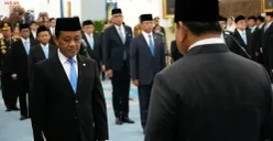 Bahlil Lahadalia dilantik menjadi Menteri Koordinator Hilirisasi dan Transisi Energi sekaligus merangkap sebagai Menteri ESDM. (Sumber: Dok: YouTube/Sekretariat Presiden)
