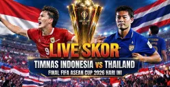 Live skor Timnas Indonesia vs Thailand di final FIFA ASEAN Cup 2026 hari ini, Senin, 5 Oktober. (Sumber: Generated AI)