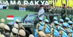 Presiden Prabowo Subianto menghadiri peringatan HUT ke-81 TNI di Mabes TNI, Cilangkap, Jakarta Timur, Senin, 5 Oktober 2026. (Sumber: Dok. Setneg)