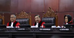 Ketua MK Suhartoyo memimpin sidang pengucapan Putusan sengketa Perselisihan Hasil Pemilihan Umum Presiden dan Wakil Presiden, Selasa, 6 September 2026 di Ruang Sidang MK. (Sumber: Mahkamah Konstitusi)