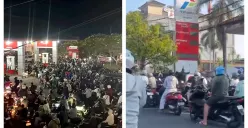 Antrean panjang terjadi di sejumlah SPBU Bali akibat stok Pertalite dan Pertamax terbatas (Sumber: X/@atokdalangs4)