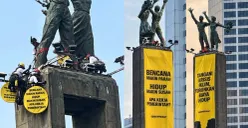 Potret aksi Greenpeace Indonesia di Bundaran Hotel Indonesia (HI), Selasa, 20 Oktober 2026. (Sumber: X/@GraphAI_Net)