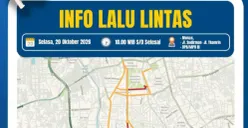 Polda Metro Jaya menyiapkan rekayasa lalu lintas di sejumlah ruas jalan untuk mengantisipasi kepadatan kendaraan akibat 26 titik aksi unjuk rasa pada Selasa, 20 Oktober 2026. (Sumber: Polda Metro Jaya)