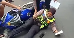 Pelajar tabrak polwan saat Operasi Patuh Semeru (Dok. Instagram/jawaheadline)