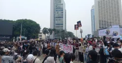 Aksi di kawasan Bundaran HI, Jakarta Pusat, Rabu, 28 Oktober 2026. (Sumber: Poskota/Ali Mansur)