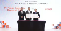 Penandatanganan MoU antara Telkom dan Peruri di DTIIF 2026, Jakarta (28/10). (Sumber: Telkom)