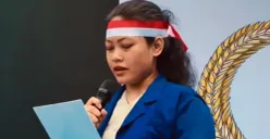 Sosok Sari Putri yang viral karena hadiri aksi Deklarasi Sumpah Pemuda di Bundaran HI 29 Oktober 2026. (Sumber: Threads)