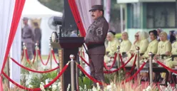 Jaksa Agung Sanitiar Burhanuddin saat menjadi inspektur upacara peringatan Hari Lahir ke-81 Kejaksaan Republik Indonesia di Balai Diklat Kejaksaan Ragunan, Jakarta Selatan, Rabu, 2 September 2026. (Sumber: Kejagung)