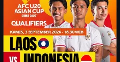 Jadwal siaran langsung Indonesia vs Laos di Kualifikasi Piala Asia U-20 2027 hari ini. (Sumber: Instagram/@sports.indosiar)
