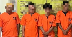 Empat komplotan spesialis bobol warung kelontongan ditahan di rutan Polda Banten. (Sumber: Polda Banten)