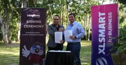 (kiri ke kanan) Direktur Commercial InfraNexia Syaiful Rahim Soenaria dan Group Head Network Planning & Design XLSMART Fadly Hamka di Bali, (27/8). (Sumber: Istimewa)